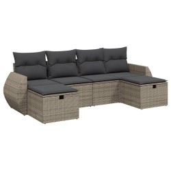 vidaXL Set de muebles de jardín 6 pzas y cojines ratán sintético gris