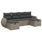 vidaXL Set de muebles de jardín 6 pzas y cojines ratán sintético gris vidaXL Set de muebles de jardín 6 pzas y cojines ratán sintético gris