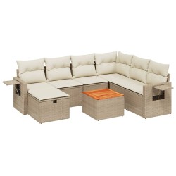 vidaXL Juego de sofás de jardín con cojines beige 8 pzas ratán PE