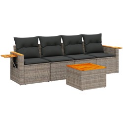 vidaXL Set de sofás de jardín 8 pzas y cojines ratán sintético gris