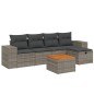 vidaXL Set de muebles de jardín 6 pzas y cojines ratán sintético gris vidaXL Set de muebles de jardín 6 pzas y cojines ratán sintético gris