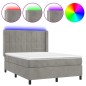 vidaXL Cama box spring colchón y LED terciopelo gris claro 140x190 cm vidaXL Cama box spring colchón y LED terciopelo gris claro 140x190 cm