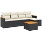 vidaXL Set de sofás de jardín 6 piezas y cojines ratán sintético negro vidaXL Set de sofás de jardín 6 piezas y cojines ratán sintético negro
