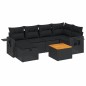 vidaXL Set de comedor de jardín 7 pzas y cojines ratán sintético negro vidaXL Set de comedor de jardín 7 pzas y cojines ratán sintético negro