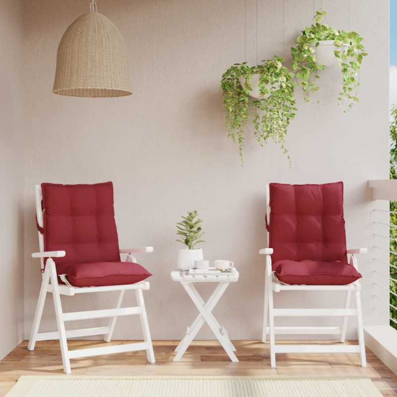 vidaXL Cojines para silla respaldo bajo 2 uds tela Oxford rojo tinto vidaXL Cojines para silla respaldo bajo 2 uds tela Oxford rojo tinto