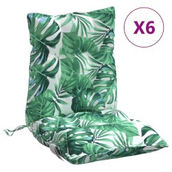 vidaXL Cojines para silla respaldo bajo 6 uds tela estampado de hojas