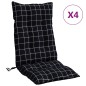 vidaXL Cojines para silla respaldo alto 4 uds tela a cuadros negro vidaXL Cojines para silla respaldo alto 4 uds tela a cuadros negro