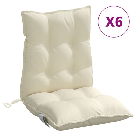 vidaXL Cojines para silla con respaldo bajo 6 uds tela Oxford crema