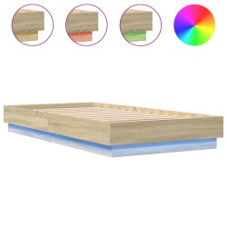vidaXL Estructura de cama con luces LED roble Sonoma 90x190 cm