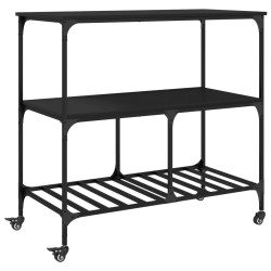 vidaXL Carrito de cocina madera de ingeniería negro 100x50x95 cm