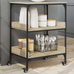 vidaXL Carrito de cocina madera ingeniería roble Sonoma 60x41x80,5 cm