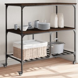 vidaXL Carrito de cocina madera ingeniería marrón roble 100x50x95 cm
