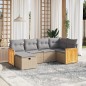 vidaXL Juego de sofás jardín con cojines beige mezcla 6 pzas ratán PE vidaXL Juego de sofás jardín con cojines beige mezcla 6 pzas ratán PE