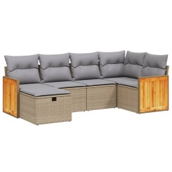 vidaXL Juego de sofás jardín con cojines beige mezcla 6 pzas ratán PE