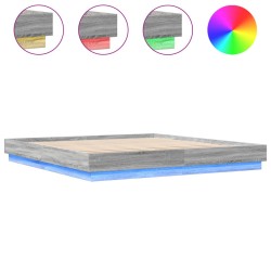 vidaXL Estructura de cama con luces LED gris Sonoma 180x200 cm
