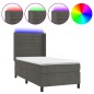 vidaXL Cama box spring colchón y LED terciopelo gris oscuro 90x200 cm vidaXL Cama box spring colchón y LED terciopelo gris oscuro 90x200 cm