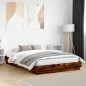 vidaXL Estructura de cama con luces LED roble ahumado 120x200 cm vidaXL Estructura de cama con luces LED roble ahumado 120x200 cm