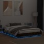 vidaXL Estructura de cama con luces LED roble ahumado 120x200 cm vidaXL Estructura de cama con luces LED roble ahumado 120x200 cm