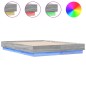 vidaXL Estructura de cama con luces LED gris Sonoma 135x190 cm vidaXL Estructura de cama con luces LED gris Sonoma 135x190 cm