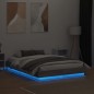 vidaXL Estructura de cama con luces LED gris Sonoma 135x190 cm vidaXL Estructura de cama con luces LED gris Sonoma 135x190 cm