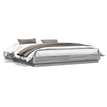 vidaXL Estructura de cama madera de ingeniería gris Sonoma 200x200 cm