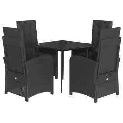 vidaXL Set de muebles jardín 5 pzas con cojines ratán sintético negro