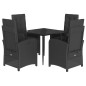 vidaXL Set de muebles jardín 5 pzas con cojines ratán sintético negro