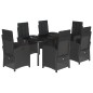 vidaXL Set de comedor de jardín 7 pzas y cojines ratán sintético negro vidaXL Set de comedor de jardín 7 pzas y cojines ratán sintético negro