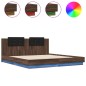 vidaXL Estructura de cama cabecero luces LED roble marrón 200x200 cm vidaXL Estructura de cama cabecero luces LED roble marrón 200x200 cm