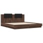vidaXL Estructura de cama cabecero luces LED roble marrón 200x200 cm vidaXL Estructura de cama cabecero luces LED roble marrón 200x200 cm