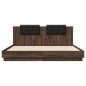 vidaXL Estructura de cama cabecero luces LED roble marrón 200x200 cm vidaXL Estructura de cama cabecero luces LED roble marrón 200x200 cm