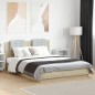 vidaXL Estructura de cama cabecero luces LED roble Sonoma 150x200 cm vidaXL Estructura de cama cabecero luces LED roble Sonoma 150x200 cm
