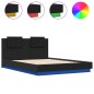 vidaXL Estructura de cama con cabecero y luces LED negro 140x200 cm vidaXL Estructura de cama con cabecero y luces LED negro 140x200 cm