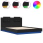 vidaXL Estructura de cama con cabecero y luces LED negro 120x200 cm vidaXL Estructura de cama con cabecero y luces LED negro 120x200 cm
