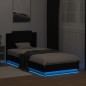 vidaXL Estructura de cama con cabecero y luces LED negro 90x200 cm vidaXL Estructura de cama con cabecero y luces LED negro 90x200 cm