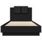 vidaXL Estructura de cama con cabecero y luces LED negro 90x200 cm vidaXL Estructura de cama con cabecero y luces LED negro 90x200 cm