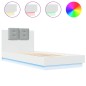 vidaXL Estructura de cama con cabecero y luces LED blanco 100x200 cm vidaXL Estructura de cama con cabecero y luces LED blanco 100x200 cm