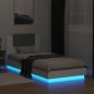 vidaXL Estructura de cama con cabecero y luces LED blanco 100x200 cm vidaXL Estructura de cama con cabecero y luces LED blanco 100x200 cm