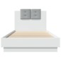 vidaXL Estructura de cama con cabecero y luces LED blanco 100x200 cm vidaXL Estructura de cama con cabecero y luces LED blanco 100x200 cm