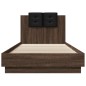 vidaXL Estructura de cama cabecero luces LED roble marrón 100x200 cm vidaXL Estructura de cama cabecero luces LED roble marrón 100x200 cm