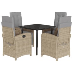 vidaXL Set comedor de jardín 5 pzas con cojines ratán sintético beige