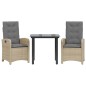 vidaXL Set comedor de jardín 3 pzas con cojines ratán sintético beige vidaXL Set comedor de jardín 3 pzas con cojines ratán sintético beige