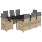 vidaXL Set comedor de jardín 9 pzas con cojines ratán sintético beige
