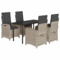 vidaXL Set comedor de jardín 5 pzas cojines ratán sintético gris claro vidaXL Set comedor de jardín 5 pzas cojines ratán sintético gris claro