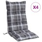 vidaXL Cojines para silla respaldo alto 4 uds tela Oxford cuadros gris
