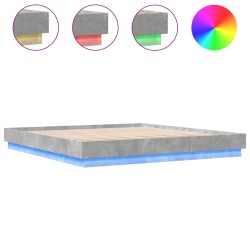 vidaXL Estructura de cama con luces LED gris hormigón 180x200 cm