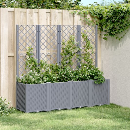 vidaXL Jardinera con enrejado PP gris 160x40x140 cm