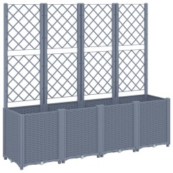 vidaXL Jardinera con enrejado PP gris 160x40x140 cm