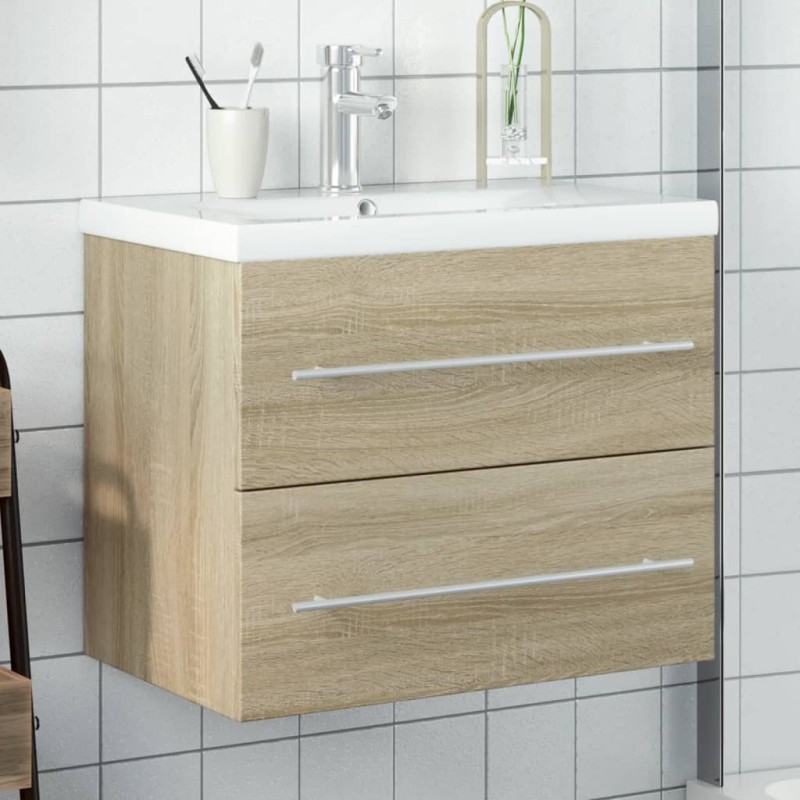 vidaXL Mueble de baño con lavabo integrado roble Sonoma vidaXL Mueble de baño con lavabo integrado roble Sonoma