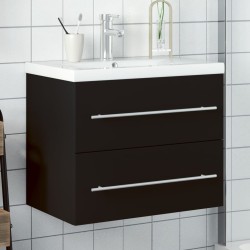 vidaXL Mueble de baño con lavabo integrado negro
